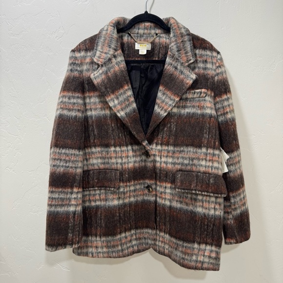 NWT Anthropologie Maeve Brushed Plaid Blazer Coat Jacket Small Fall Wool Blend - Picture 4 of 15